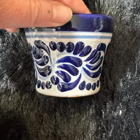 Talavera Mexican Folk Art Ceramic Mini Planters Floral Patterns Set Of 3 - Picture 5 of 9